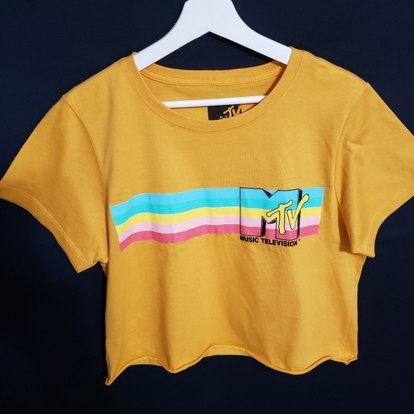 MTV Cropped Cotton Tee Shirt Size Large NWOT